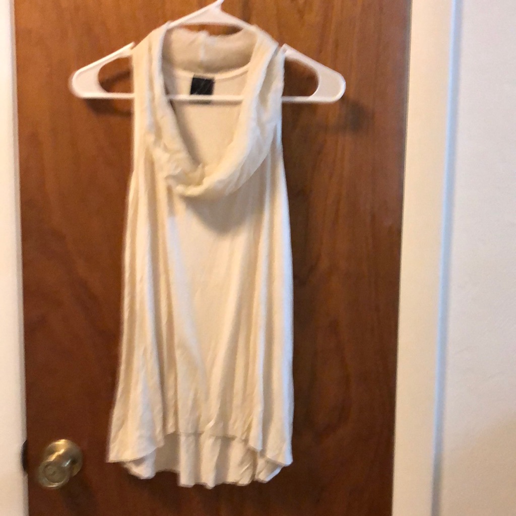 Cream Colored, Funnel Neck, Racer Back Top